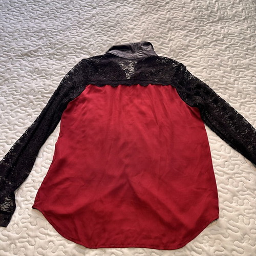 Bordeaux Shirt with Lace and Leather like new, made in Italy