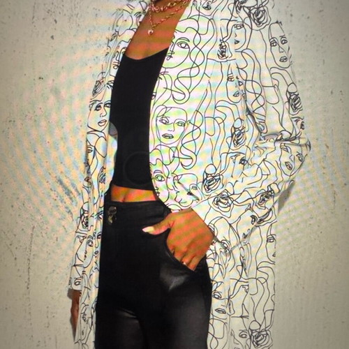 Jacket with patterns new, white and black, size S