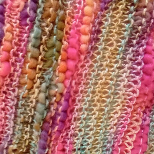 Colorful handmade knitted scarf like new, 38×1.40 m