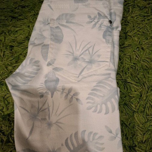Fox slim pants, white and turquoise, size 8 years