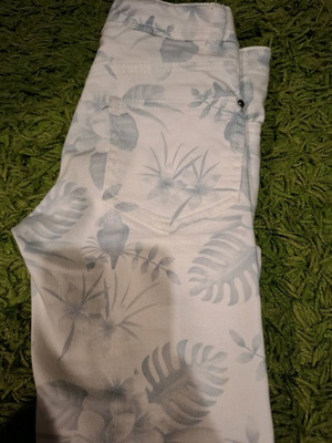 Fox slim pants, white and turquoise, size 8 years