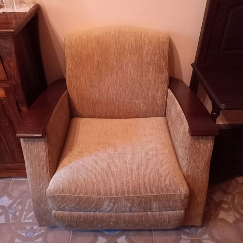 Armchair used, velvet and solid mahogany wood, Italian origin