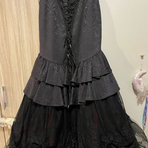 Gothic mermaid skirt 2 in 1 Punkrave used, black and red, size XS