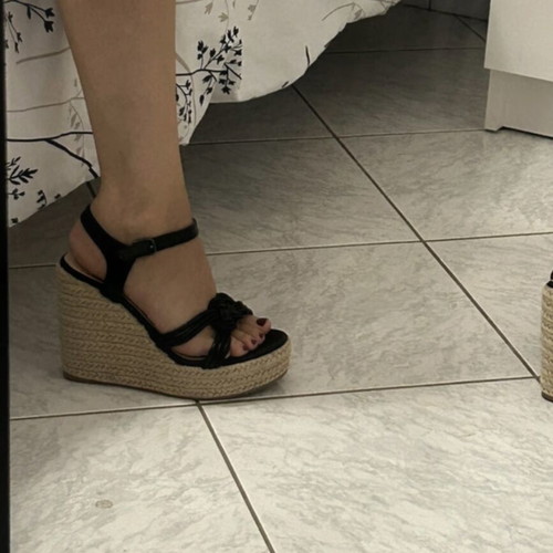 Platform sandals like new, black and beige, size 37