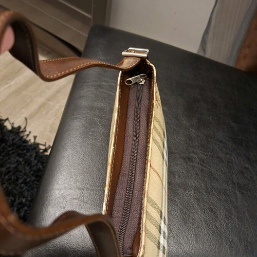 Small handbag new, beige and brown, 25x12 cm