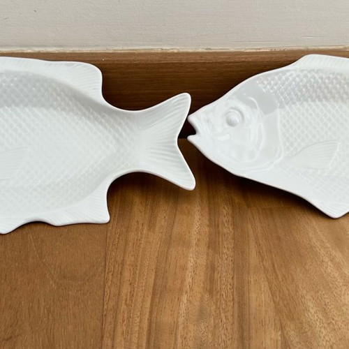 Porcelain serving platters new fish-shaped set of 2