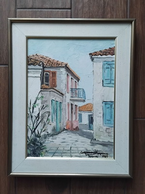 Πίνακας Διαμαντής Καράκος 1989 λάδι σε καμβά σαν καινούργιο, κορνιζαρισμένος