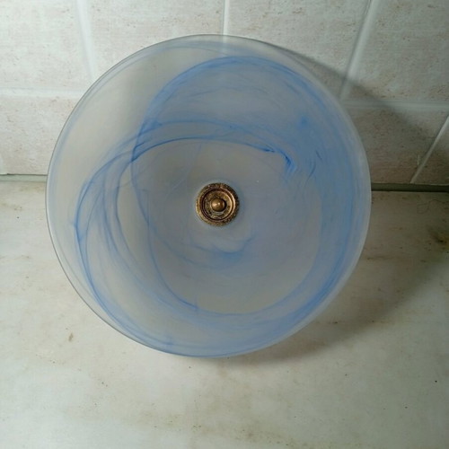 Glass ceiling pendant light used, blue alabaster texture