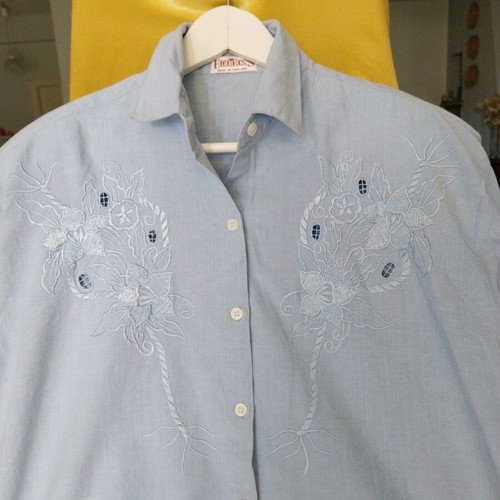Women's denim shirt NXL with embroidery, like new, light blue
