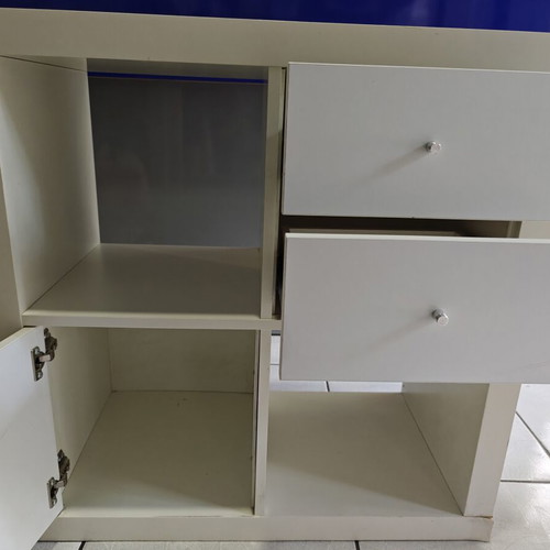 Ikea Kallax furniture used with cabinet and 2 drawers