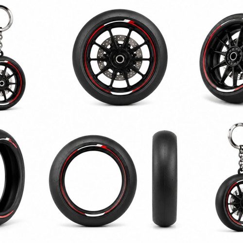Hayabusa Racing Slick Tire Keychain new, black/red