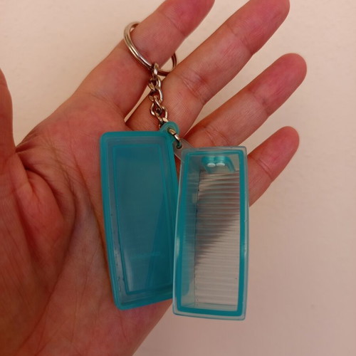 Tupperware mini container keychain, turquoise