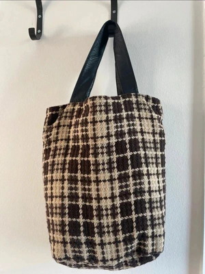 Achilleas Accessories wool plaid shoulder bag like new, beige and brown