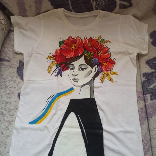 Χειροποίητα T-shirts με ακρυλικά σετ 2 τεμαχίων καινούργια, μεγέθη S & M, άσπρα