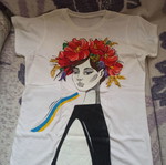 Χειροποίητα T-shirts με ακρυλικά σετ 2 τεμαχίων καινούργια, μεγέθη S & M, άσπρα