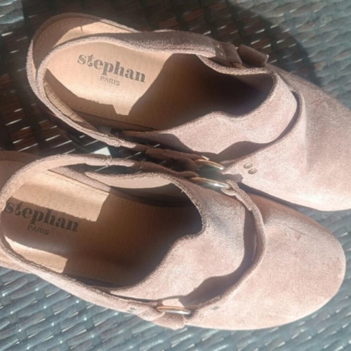 Stephan Paris suede clogs platforms size 38, beige taupe