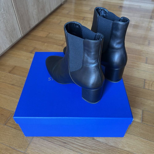 Stuart Weitzman Leather Black Booties heel 6 cm size 38.5 like new