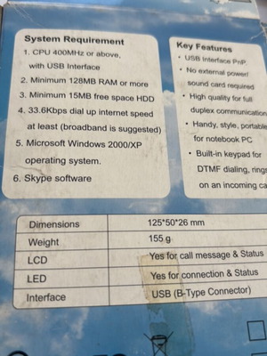 USB phone for computer Skype, gray