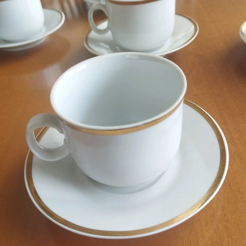 Vintage Razgrad porcelain set of 5 cups with saucers like new