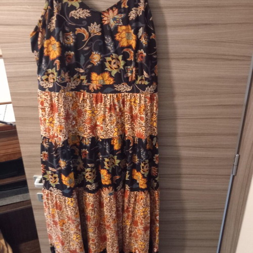 BonPrix maxi dress like new, floral black, organic cotton, sizes 48-50