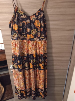 BonPrix maxi dress like new, floral black, organic cotton, sizes 48-50