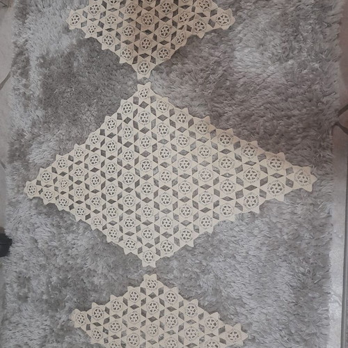 Handmade set of 3 placemats like new, ecru-beige