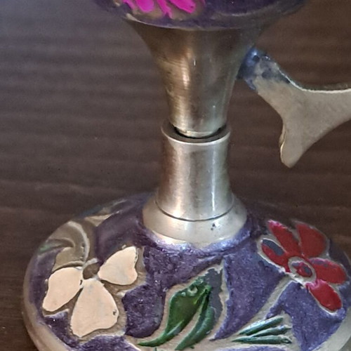 Art et Lumiere incense burner used, solid brass with enamel and floral designs