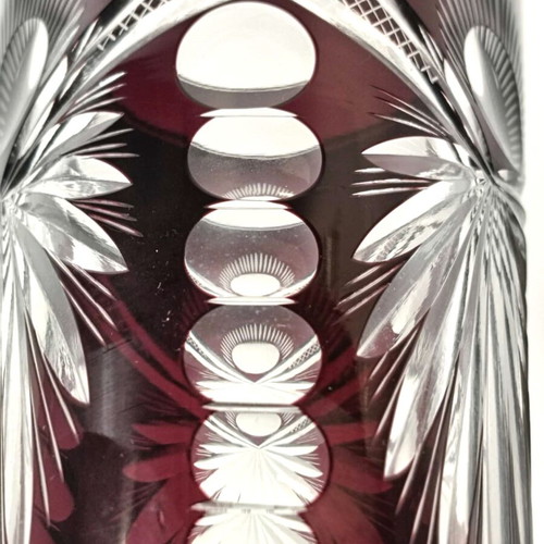 Bohemian ruby red crystal vase, handmade, 1960s-70s