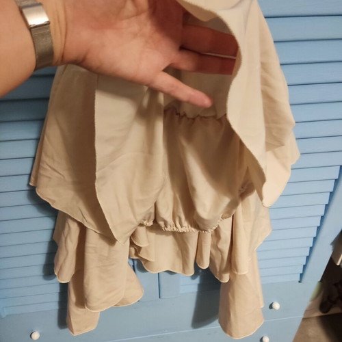 Shein Strapless Blouse with Long Ruffled Sleeves beige, like new, XL