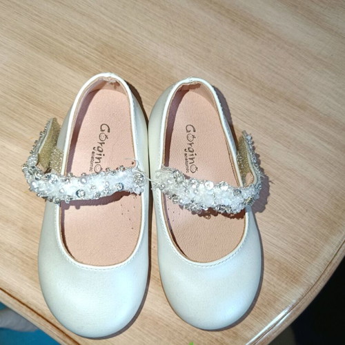Baptism set for girls like new with dress, bolero, headband and size 21 shoes