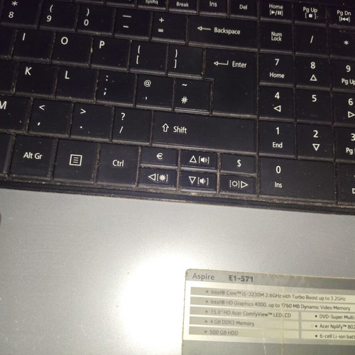 Acer E1-571 laptop with Intel Core i5, 4GB RAM, 500GB HDD