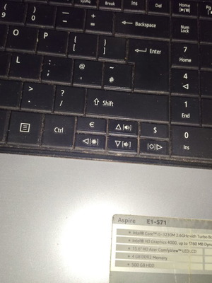 Acer E1-571 laptop with Intel Core i5, 4GB RAM, 500GB HDD