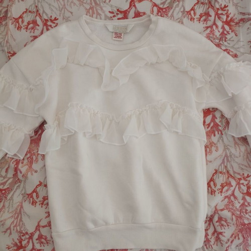 Waikiki sweatshirt with ruffles like new, cotton, white, size 7-8 years