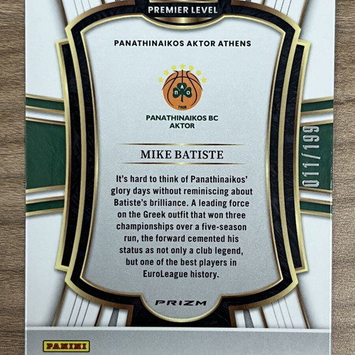 2025-26 Panini Select Euroleague Basketball Mike Batiste card like new