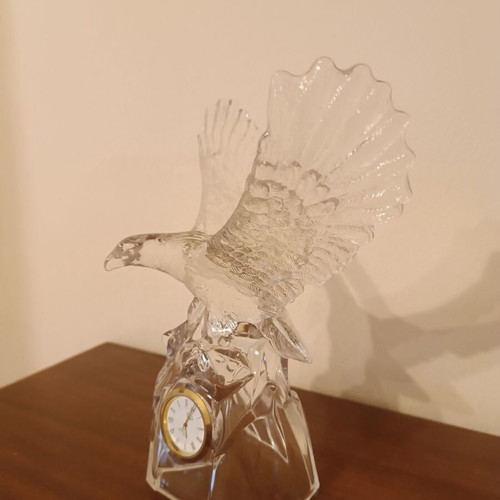 Crystal eagle with clock used, Italian crystal
