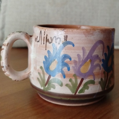 Vintage handmade ceramic cup “Dionysia” like new