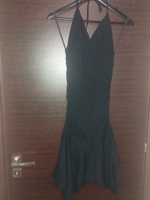 Women's black dress with neck tie like new
