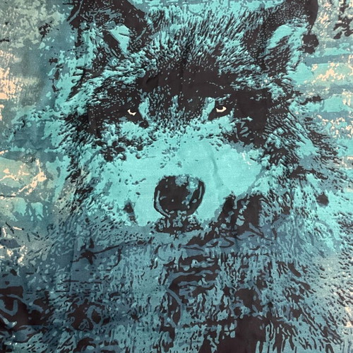 Long scarf with wolf print new, black and green