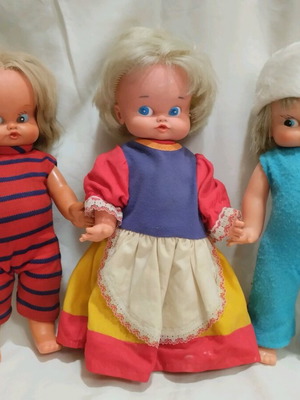 Vintage Kora dolls used, pack of 3, 1970s