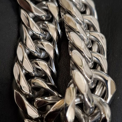 Stainless steel thick hand chain new, hypoallergenic, silver color