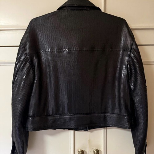 Zara Black Crop Jacket With Sequins New