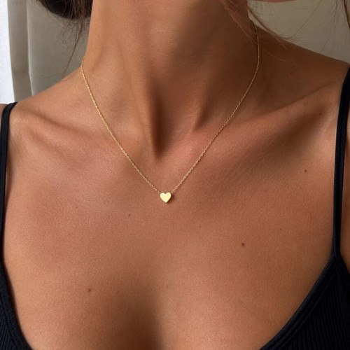 Necklace with heart pendant new, golden zinc alloy