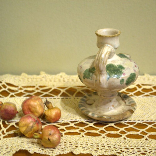 Antique ceramic oil lamp used, 19th century