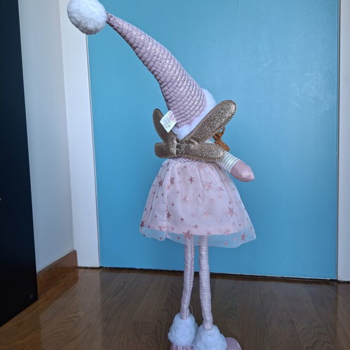 Christmas angel figure with pink dress 81cm