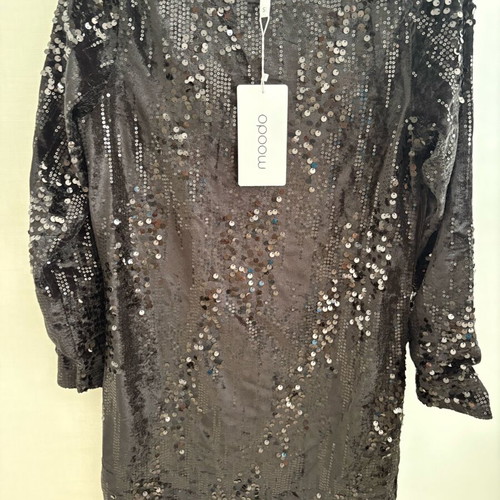 Mini dress with sequins Moodo new, black, size S