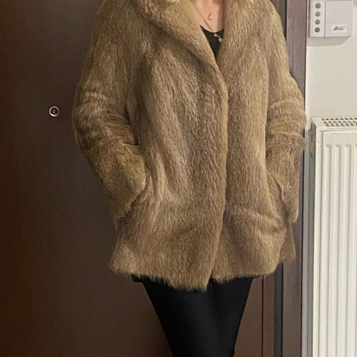 Natural nutria fur coat like new, beige, size S-L