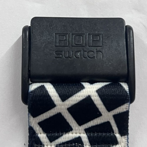 Swatch Pop Fire Works watch, black and white, women's