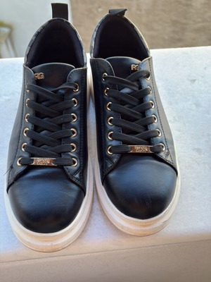 Renato Garini sneakers μαύρα με λεοπάρ νούμερο 38 σαν καινούργια