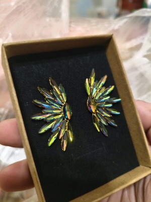 Earrings with Real Crystals from Hypoallergenic Brass New
