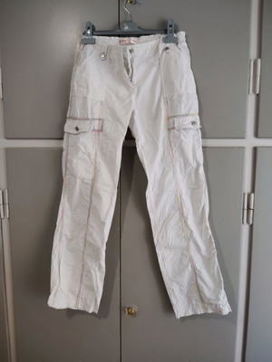 Бели панталони cargo употребявани, размер M 38 10